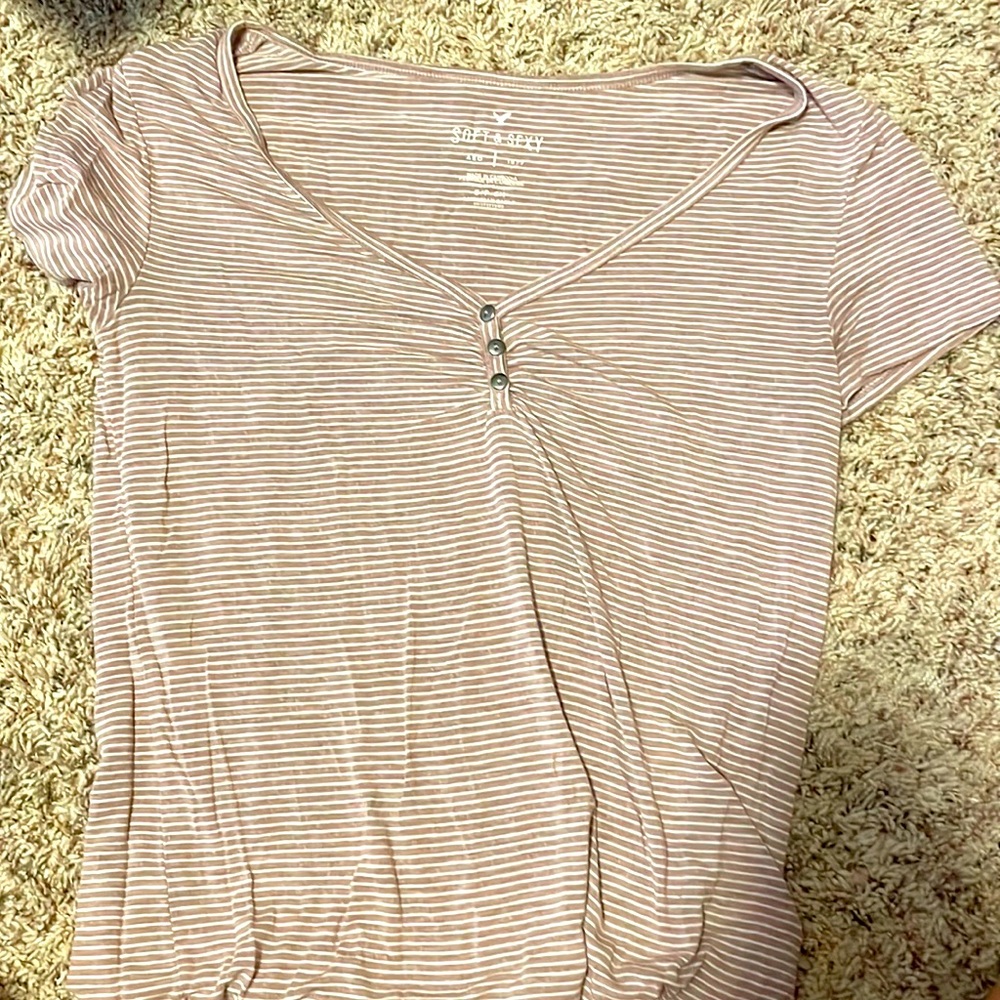 Stripe Light Pink Vneck